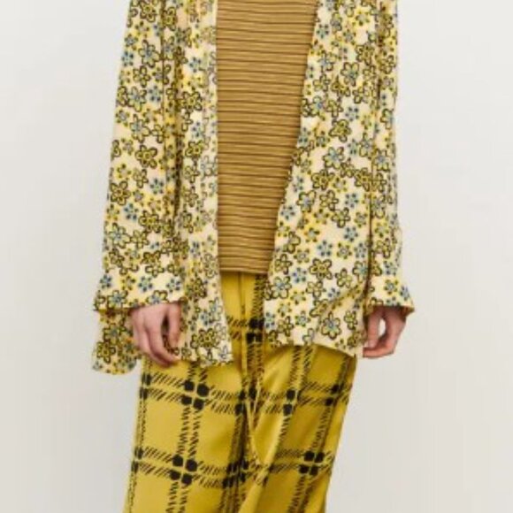 Marni x Uniqlo Chartreuse & Black Graphic Check Wide-leg Trousers - Picture 5 of 6